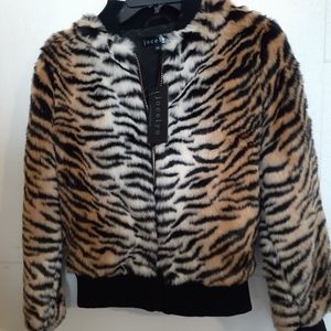 Jocelyn Women's XS Tiger Style Print Faux Fur Fashion Jacket New W/ Tags